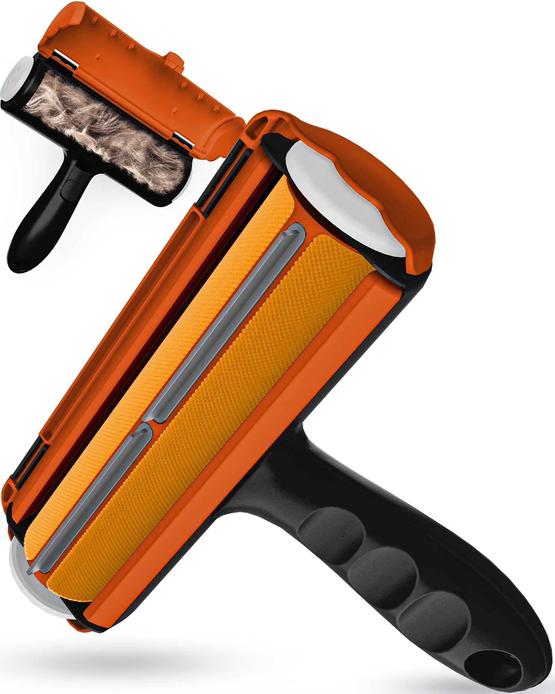 Triton Pet Hair Remover Roller Orange - Reusable Fur Removal Tool for Furniture, Bedding, Clothes, and Car